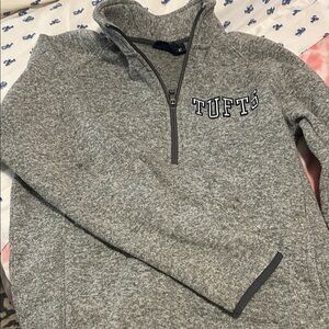 League Tufts University Gray Zip-Up Sweater